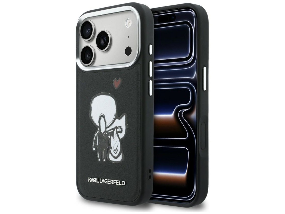 Funda Karl Lagerfeld Karl & Choupette con logo trasero MagSafe para iPhone 17 Pro - Negra