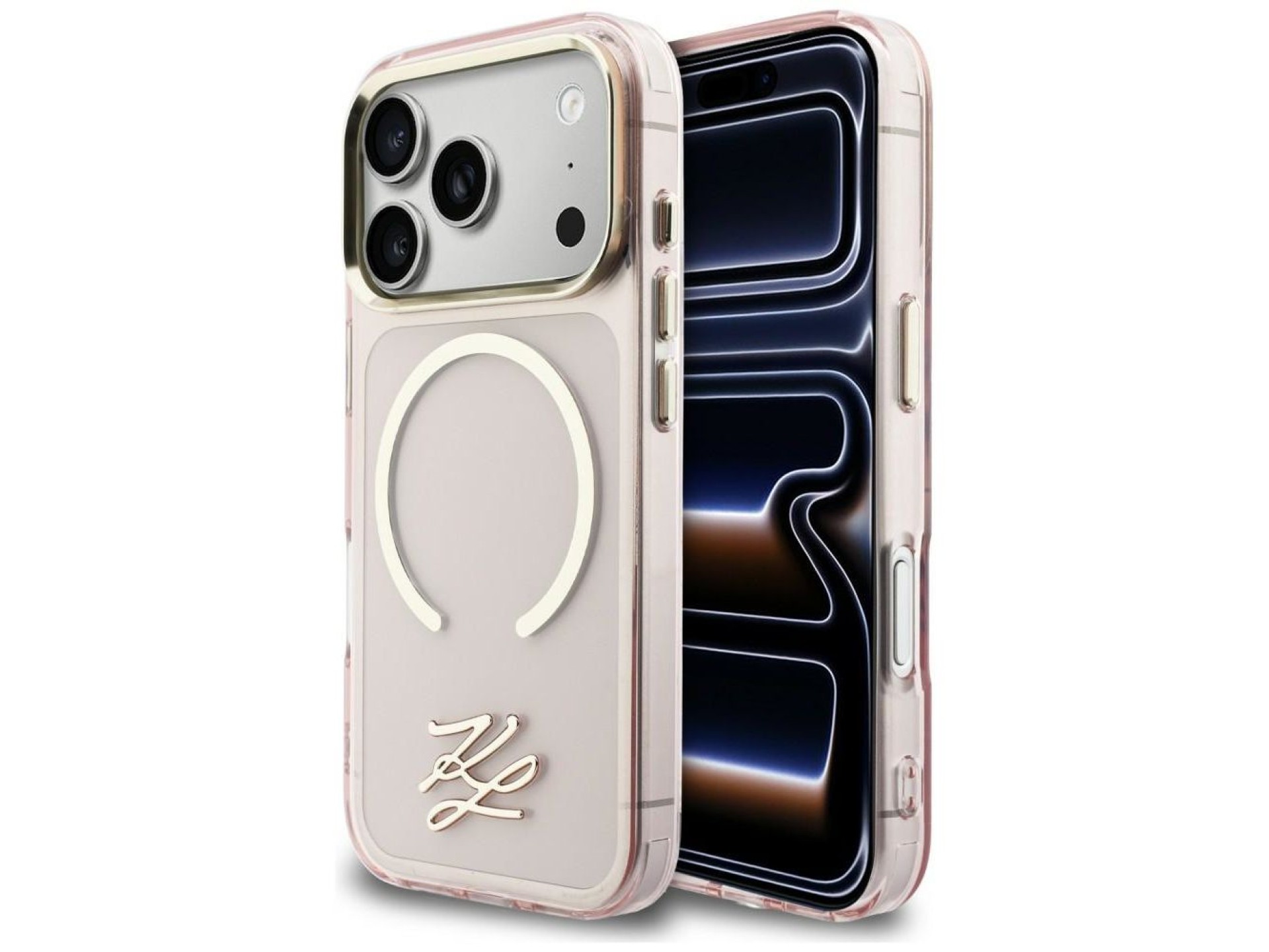 Funda MagSafe Karl Lagerfeld IML KL Script Logo para iPhone 17 Pro - Rosa