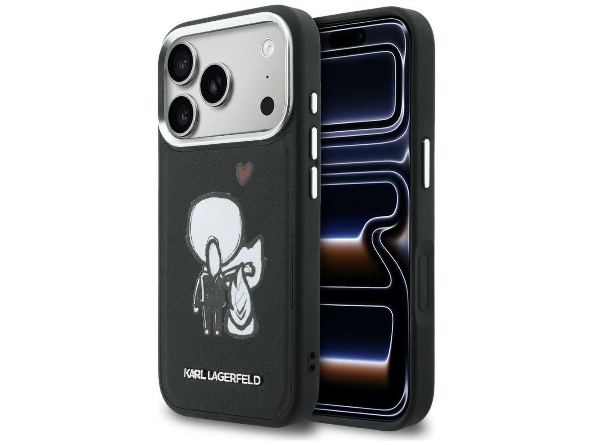 Funda Karl Lagerfeld Karl & Choupette con logo trasero MagSafe para iPhone 17 Pro - Negra