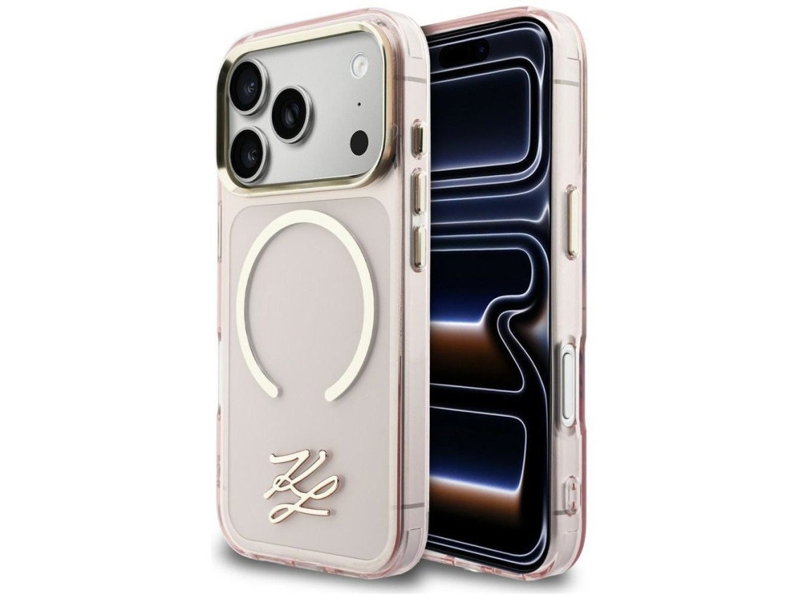 Karl Lagerfeld IML KL Script Logo MagSafe Case for iPhone 17 Pro Max - Pink
