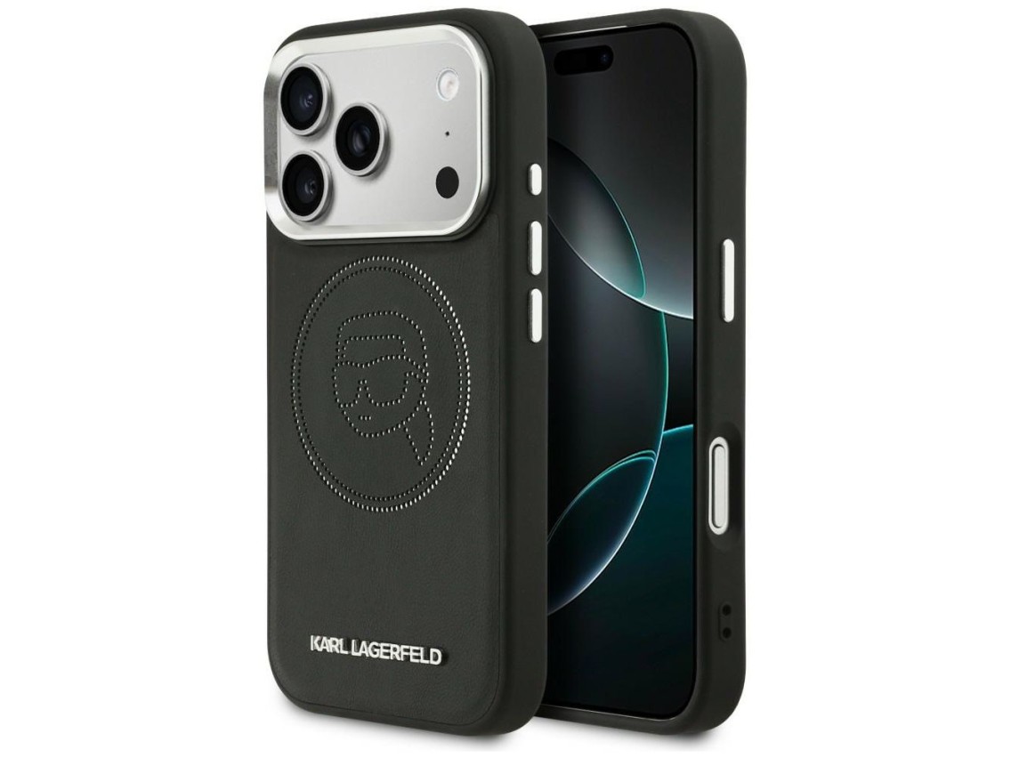 Funda MagSafe con logo de Karl Lagerfeld K Head Point para iPhone 17 Pro Max - Negra