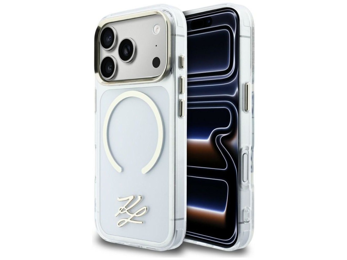 Capa MagSafe Karl Lagerfeld IML KL Script Logo para iPhone 17 Pro Max - Transparente