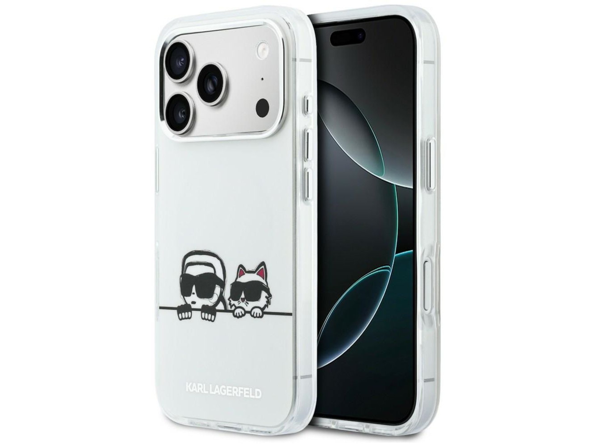Funda Karl Lagerfeld IML Karl & Choupette Peekaboo Logo MagSafe para iPhone 17 Pro Max - Blanca