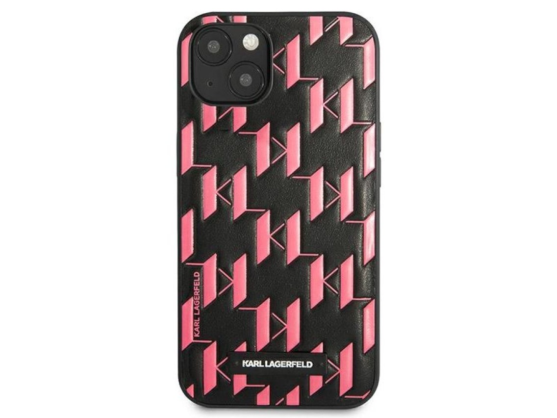 Capa com placa monogramada Karl Lagerfeld para iPhone 13/14/15 de 6,1" - Rosa