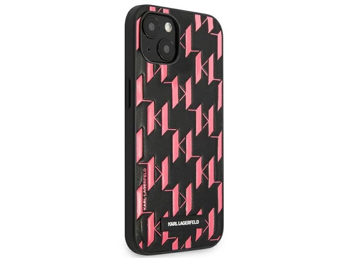 Capa com placa monogramada Karl Lagerfeld para iPhone 13/14/15 de 6,1" - Rosa