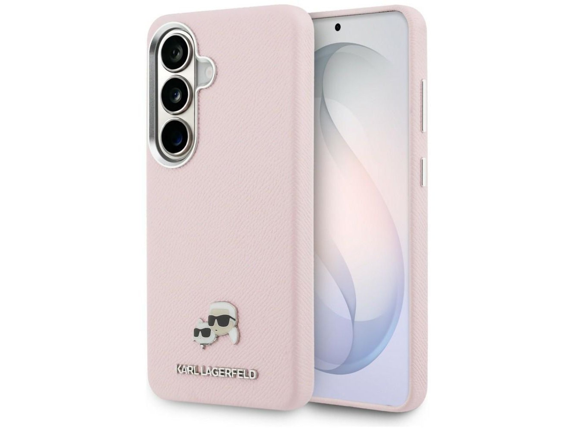 Karl Lagerfeld Saffiano KC Metal Logo MagSafe Case for Samsung Galaxy S26 - Pink