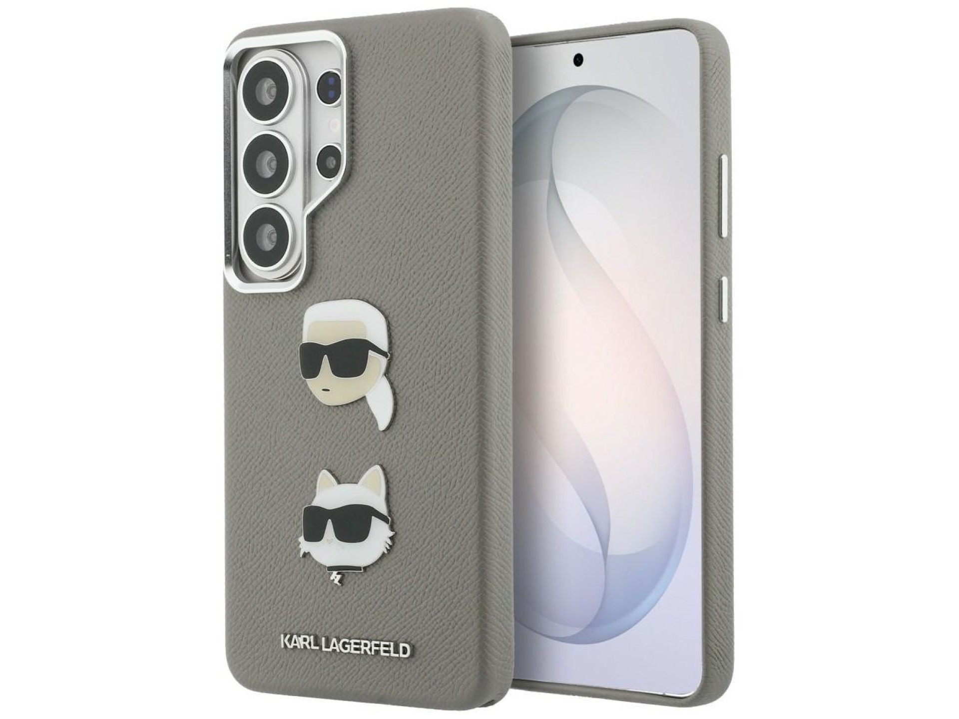 Capa metálica Karl Lagerfeld Saffiano Double Heads para Samsung Galaxy S26 Ultra - prata
