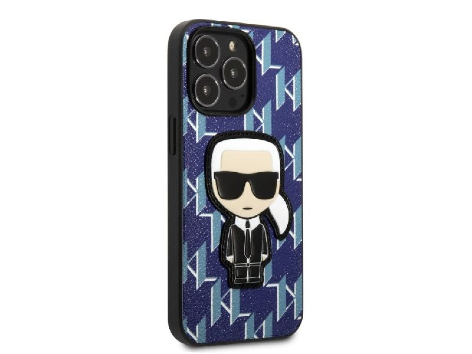 Karl Lagerfeld KLHCP13XPMNIKBL Capa rígida azul/azul com patch Monogram Ikonik para iPhone 13 Pro Ma