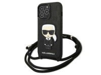 Karl Lagerfeld Leather Monogram Patch and Cord Iconik Case for iPhone 13 Pro / 13 - Black Karl Lagerfeld Leather Monogram Patch and Cord Iconik Case for iPhone 13 Pro / 13 - Black