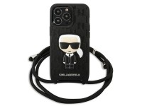 Karl Lagerfeld Leather Monogram Patch and Cord Iconik Case for iPhone 13 Pro / 13 - Black Karl Lagerfeld Leather Monogram Patch and Cord Iconik Case for iPhone 13 Pro / 13 - Black