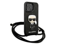 Karl Lagerfeld Leather Monogram Patch and Cord Iconik Case for iPhone 13 Pro / 13 - Black Karl Lagerfeld Leather Monogram Patch and Cord Iconik Case for iPhone 13 Pro / 13 - Black
