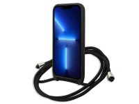 Karl Lagerfeld Leather Monogram Patch and Cord Iconik Case for iPhone 13 Pro / 13 - Black Karl Lagerfeld Leather Monogram Patch and Cord Iconik Case for iPhone 13 Pro / 13 - Black