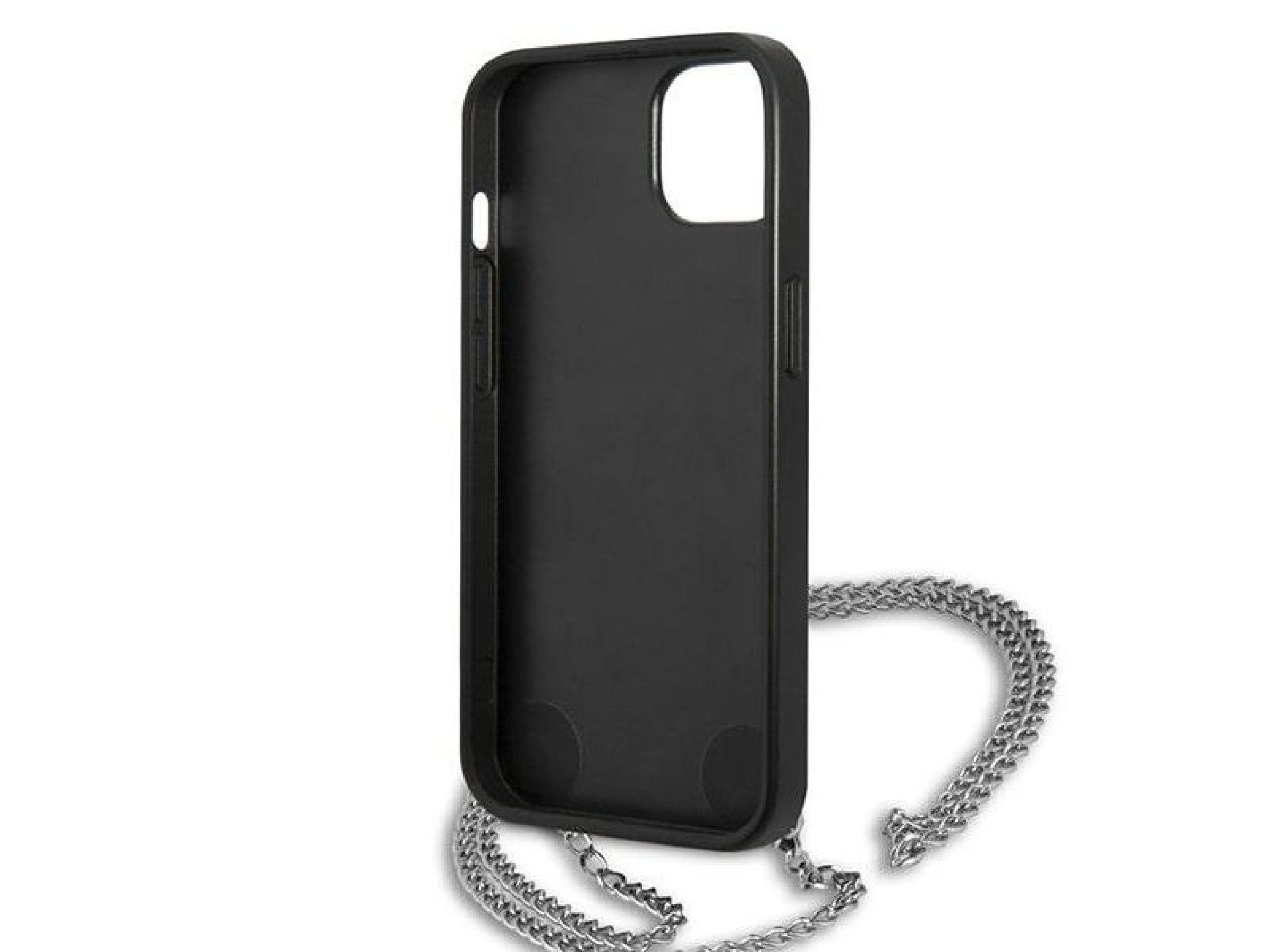 Capa Karl Lagerfeld em couro texturizado com corrente para iPhone 13/14/15 de 6,1