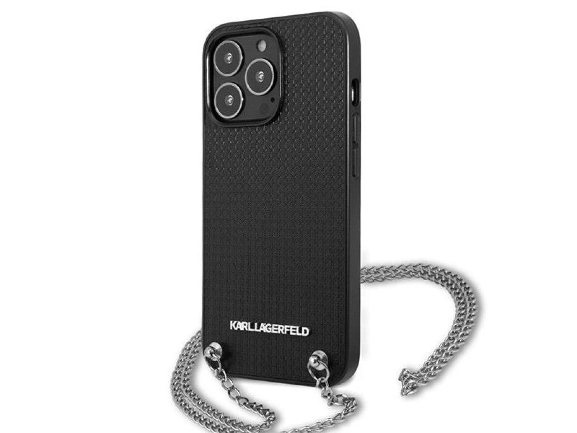 Capa com placa monogramada Karl Lagerfeld para iPhone 13 Pro / 13 6.1" - Preta