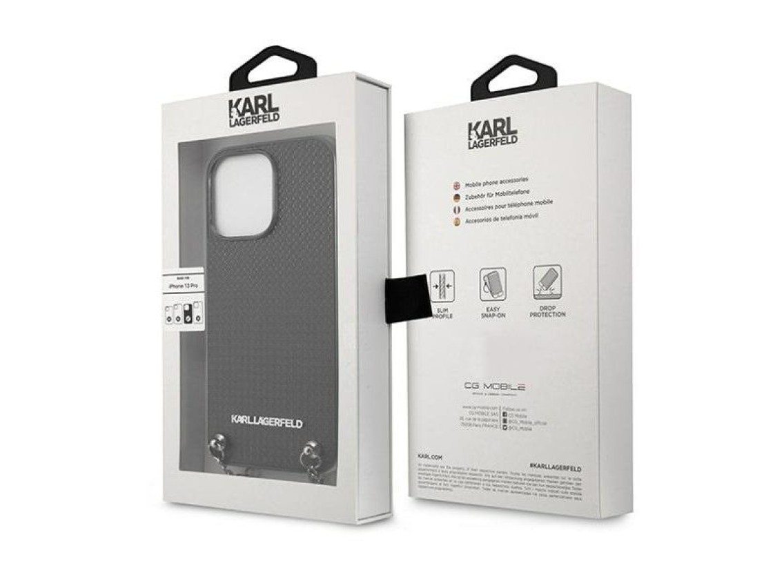 Capa com placa monogramada Karl Lagerfeld para iPhone 13 Pro / 13 6.1" - Preta