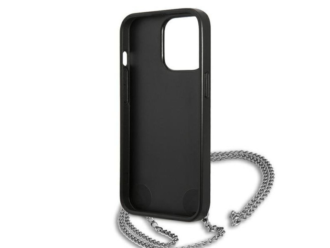 Capa Karl Lagerfeld em couro texturizado com corrente para iPhone 13 Pro Max 6.7" - Preta