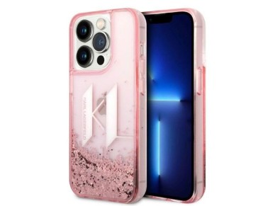 Karl Lagerfeld KLHCP14LLBKLCP iPhone 14 Pro 6.1 "rosa / capa r�gida rosa com glitter l�quido grande 