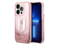 Karl Lagerfeld KLHCP14LLBKLCP iPhone 14 Pro 6.1 "rosa / capa r�gida rosa com glitter l�quido grande 