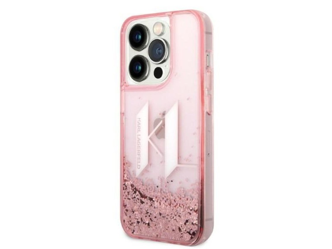 Karl Lagerfeld KLHCP14LLBKLCP iPhone 14 Pro 6.1 "rosa / rosa estuche r�gido Liquid Glitter Big KL