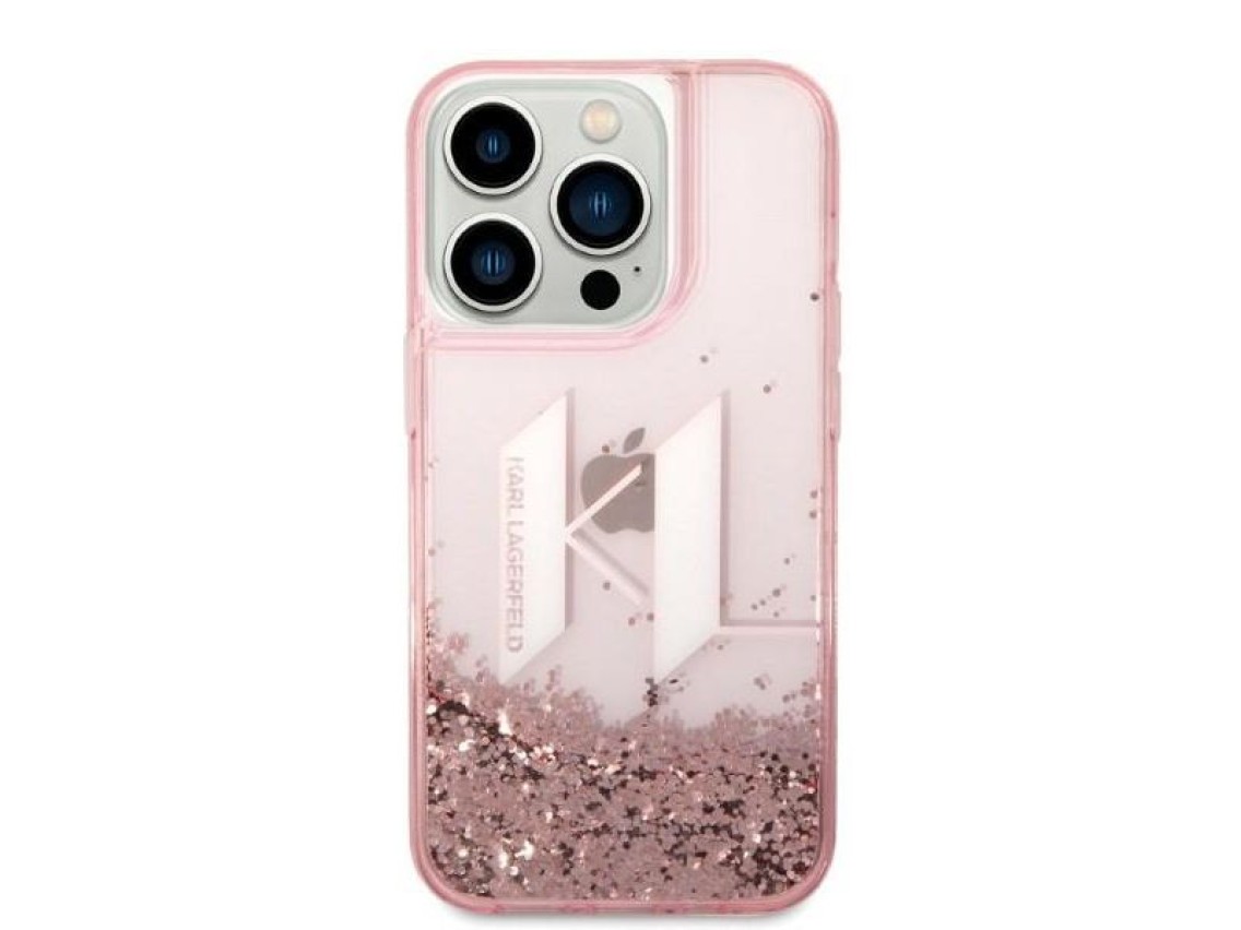 Karl Lagerfeld KLHCP14LLBKLCP iPhone 14 Pro 6.1 "rosa / rosa estuche r�gido Liquid Glitter Big KL