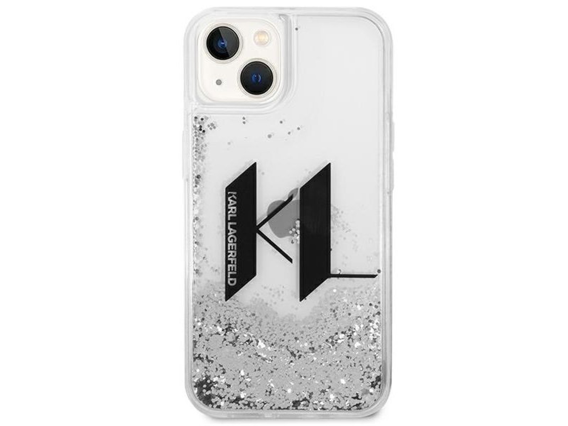 Capa Karl Lagerfeld Liquid Glitter Big KL para iPhone 14 - prata