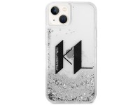 Capa Karl Lagerfeld Liquid Glitter Big KL para iPhone 14 - prata Capa Karl Lagerfeld Liquid Glitter Big KL para iPhone 14 - prata