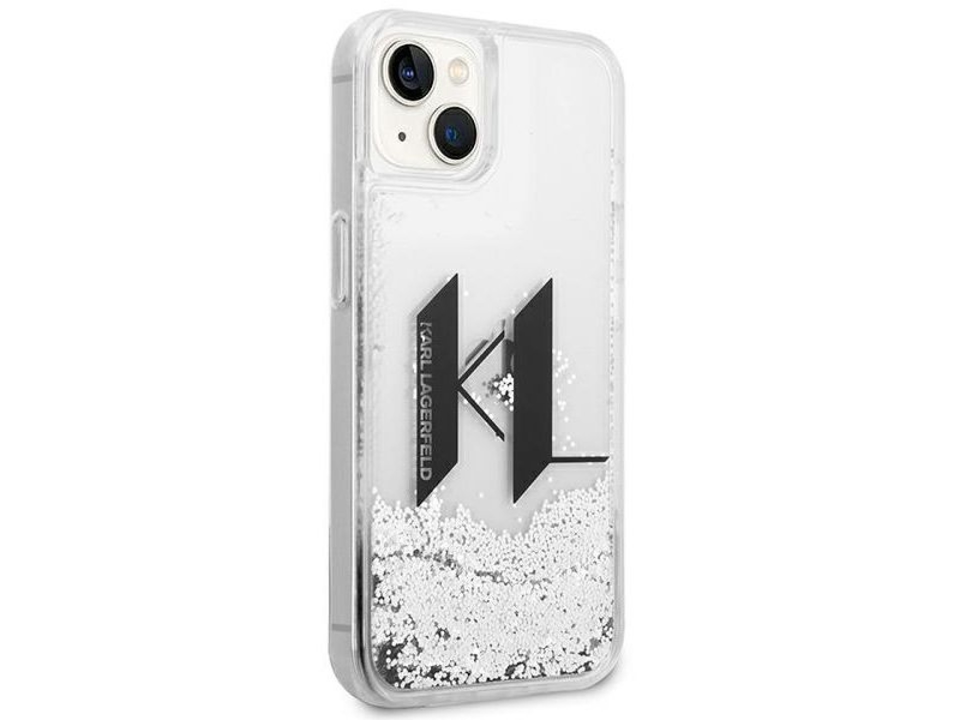 Capa Karl Lagerfeld Liquid Glitter Big KL para iPhone 14 - prata