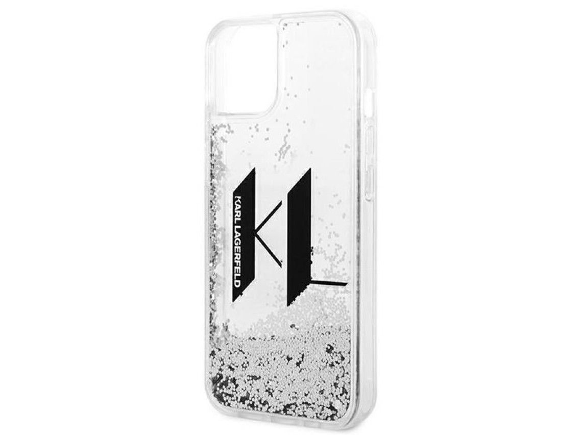 Capa Karl Lagerfeld Liquid Glitter Big KL para iPhone 14 - prata