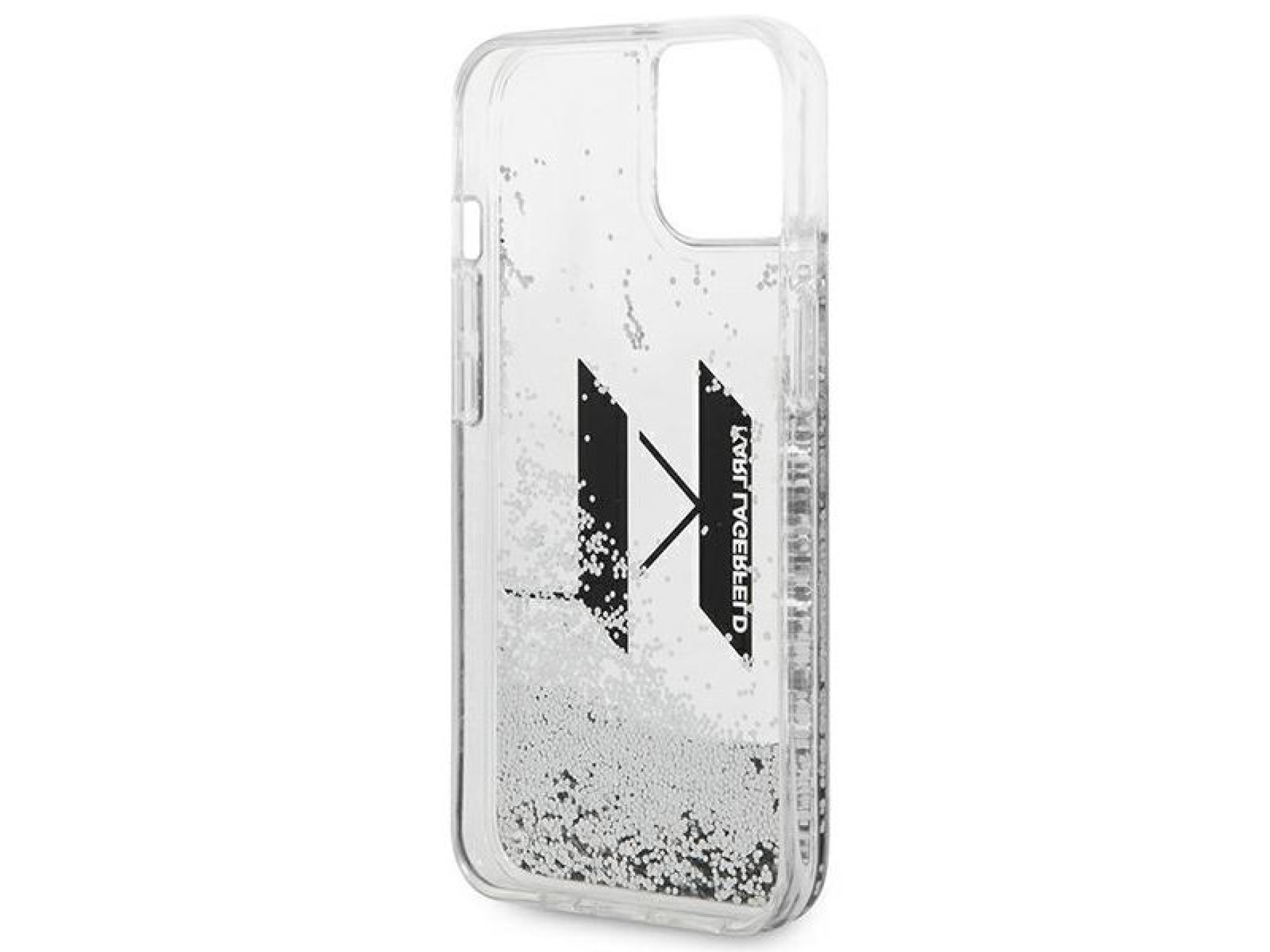 Capa Karl Lagerfeld Liquid Glitter Big KL para iPhone 14 - prata