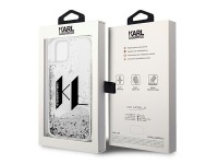 Capa Karl Lagerfeld Liquid Glitter Big KL para iPhone 14 - prata Capa Karl Lagerfeld Liquid Glitter Big KL para iPhone 14 - prata