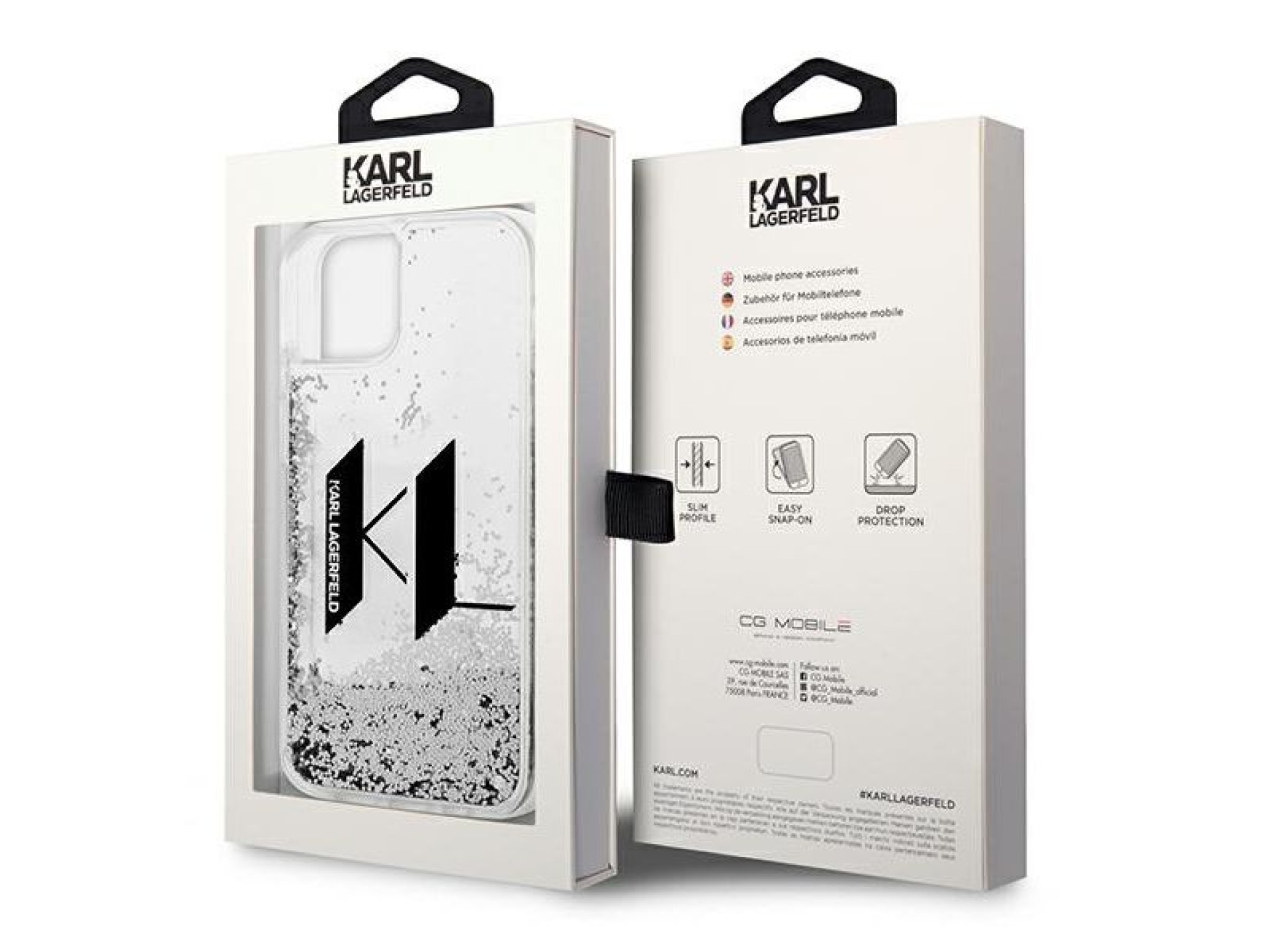 Capa Karl Lagerfeld Liquid Glitter Big KL para iPhone 14 - prata