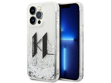 Funda Karl Lagerfeld Liquid Glitter Big KL para iPhone 14 Pro - plateada Funda Karl Lagerfeld Liquid Glitter Big KL para iPhone 14 Pro - plateada