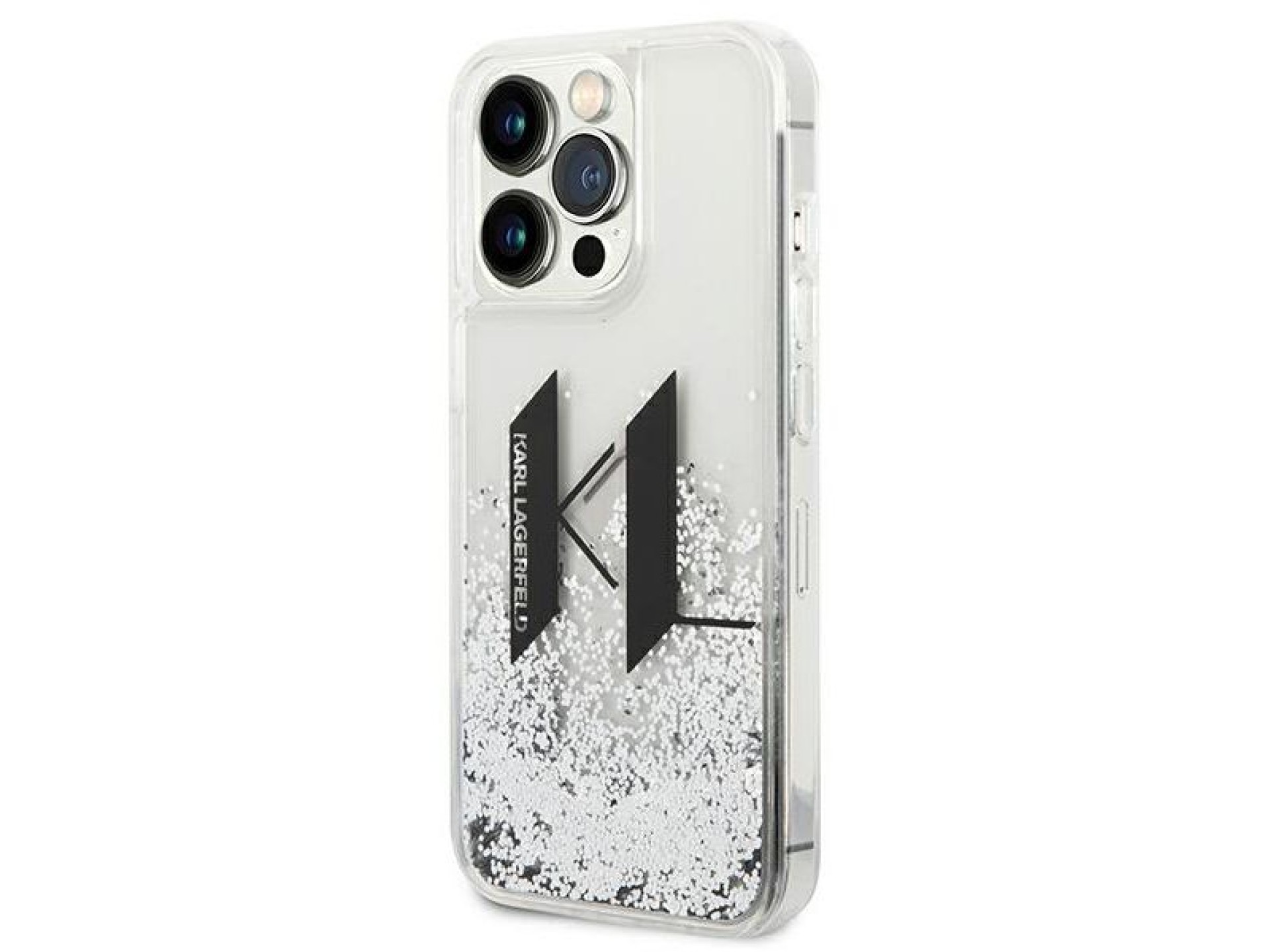 Karl Lagerfeld Liquid Glitter Big KL case for iPhone 14 Pro - silver