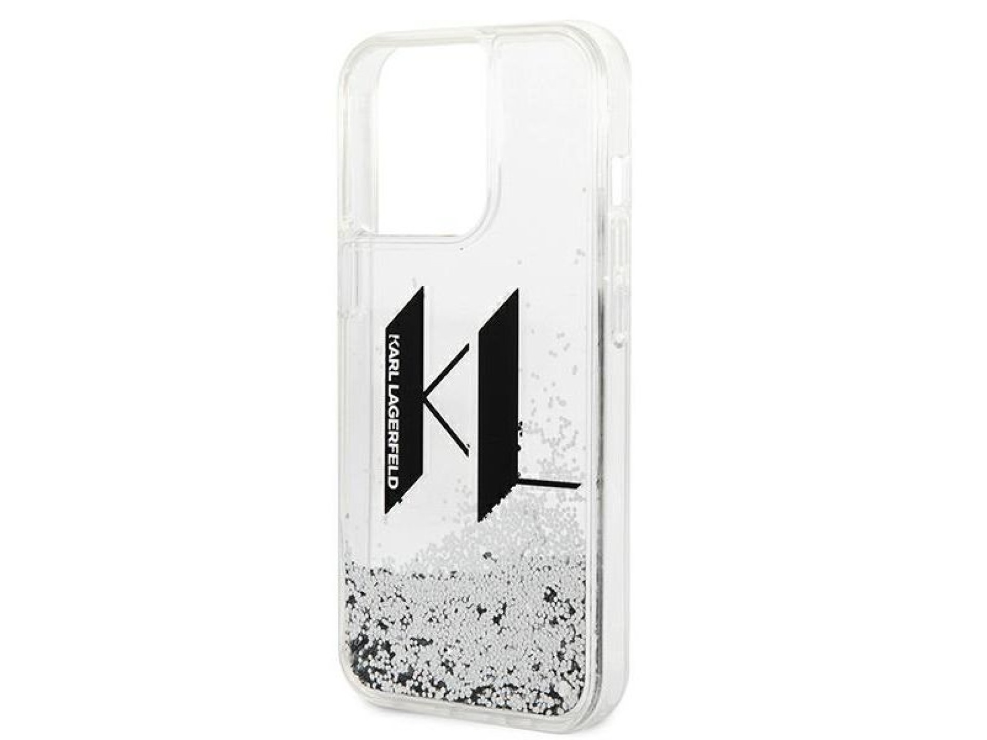 Karl Lagerfeld Liquid Glitter Big KL case for iPhone 14 Pro - silver