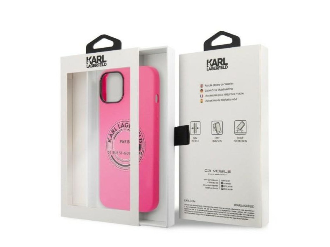 Karl Lagerfeld KLHCP14MSRSGRCF Capa rígida rosa / Silicone rosa RSG para iPhone 14 Plus 6.7