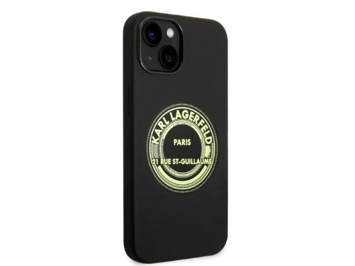 Karl Lagerfeld KLHCP14MSRSGRCK Capa r�gida preta/preta de silicone RSG para iPhone 14 Plus 6.7
