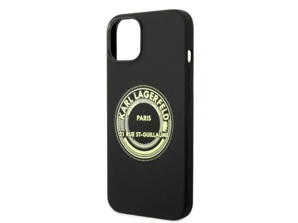 Karl Lagerfeld KLHCP14MSRSGRCK Capa r�gida preta/preta de silicone RSG para iPhone 14 Plus 6.7