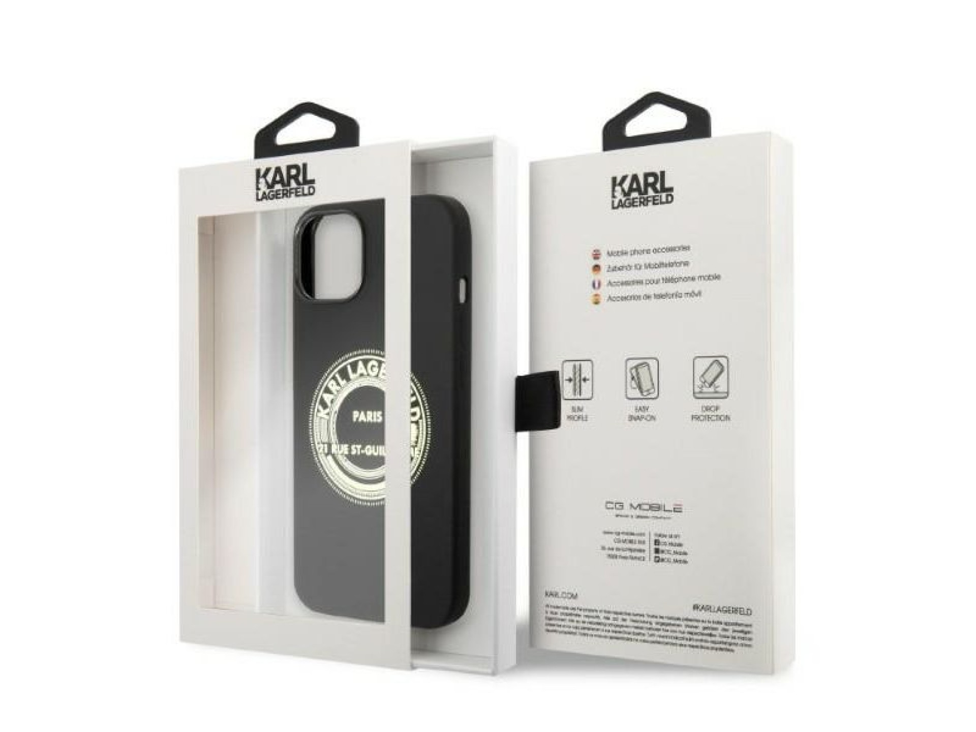 Karl Lagerfeld KLHCP14MSRSGRCK Capa rígida preta/preta de silicone RSG para iPhone 14 Plus 6.7