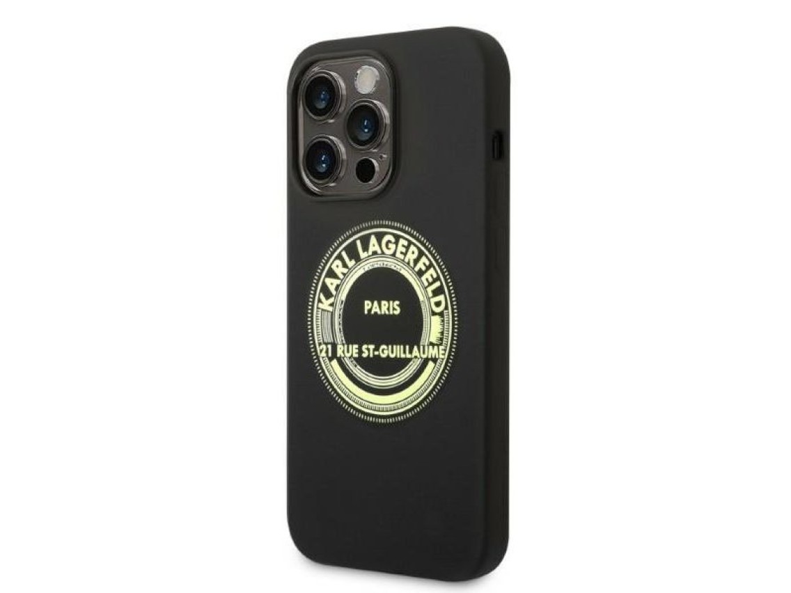 Funda de silicona Karl Lagerfeld RSG para iPhone 14 Pro - negra