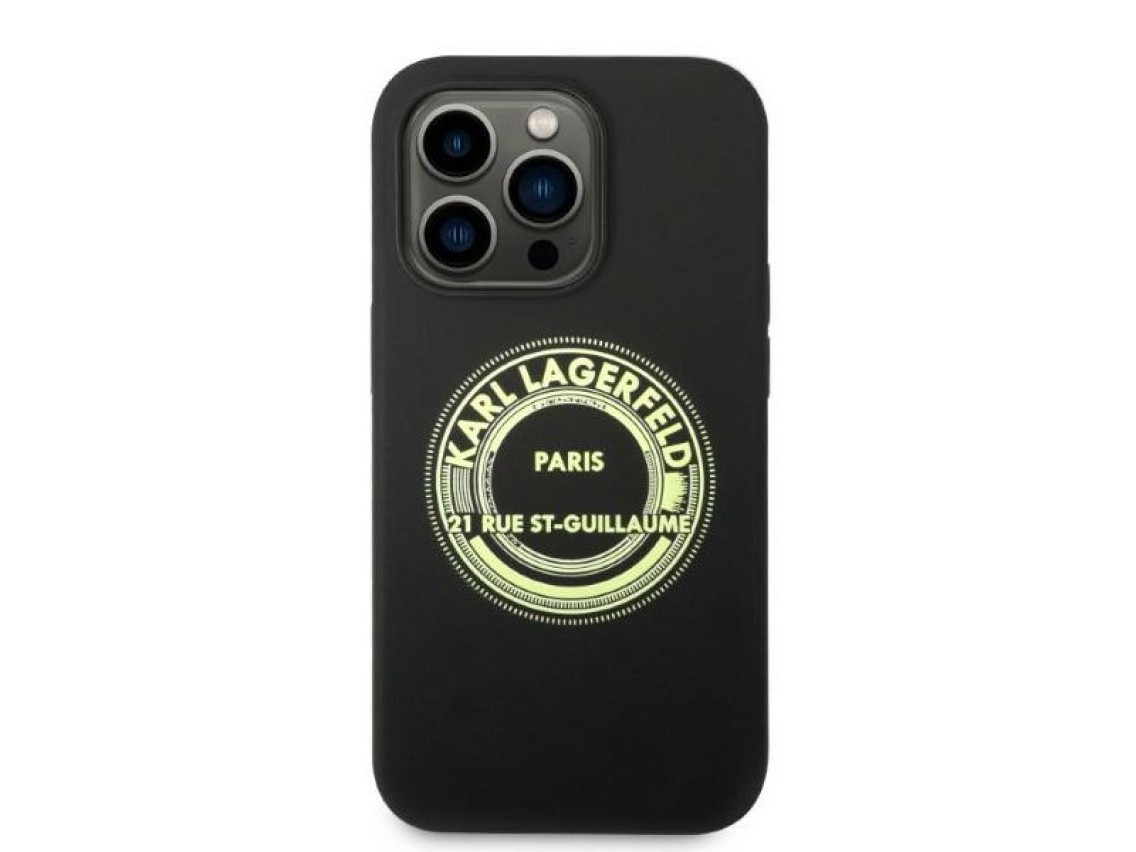 Funda de silicona Karl Lagerfeld RSG para iPhone 14 Pro - negra