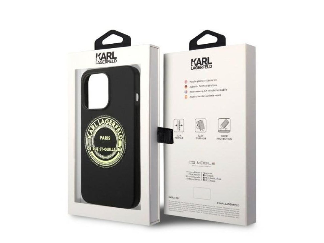 Funda de silicona Karl Lagerfeld RSG para iPhone 14 Pro - negra