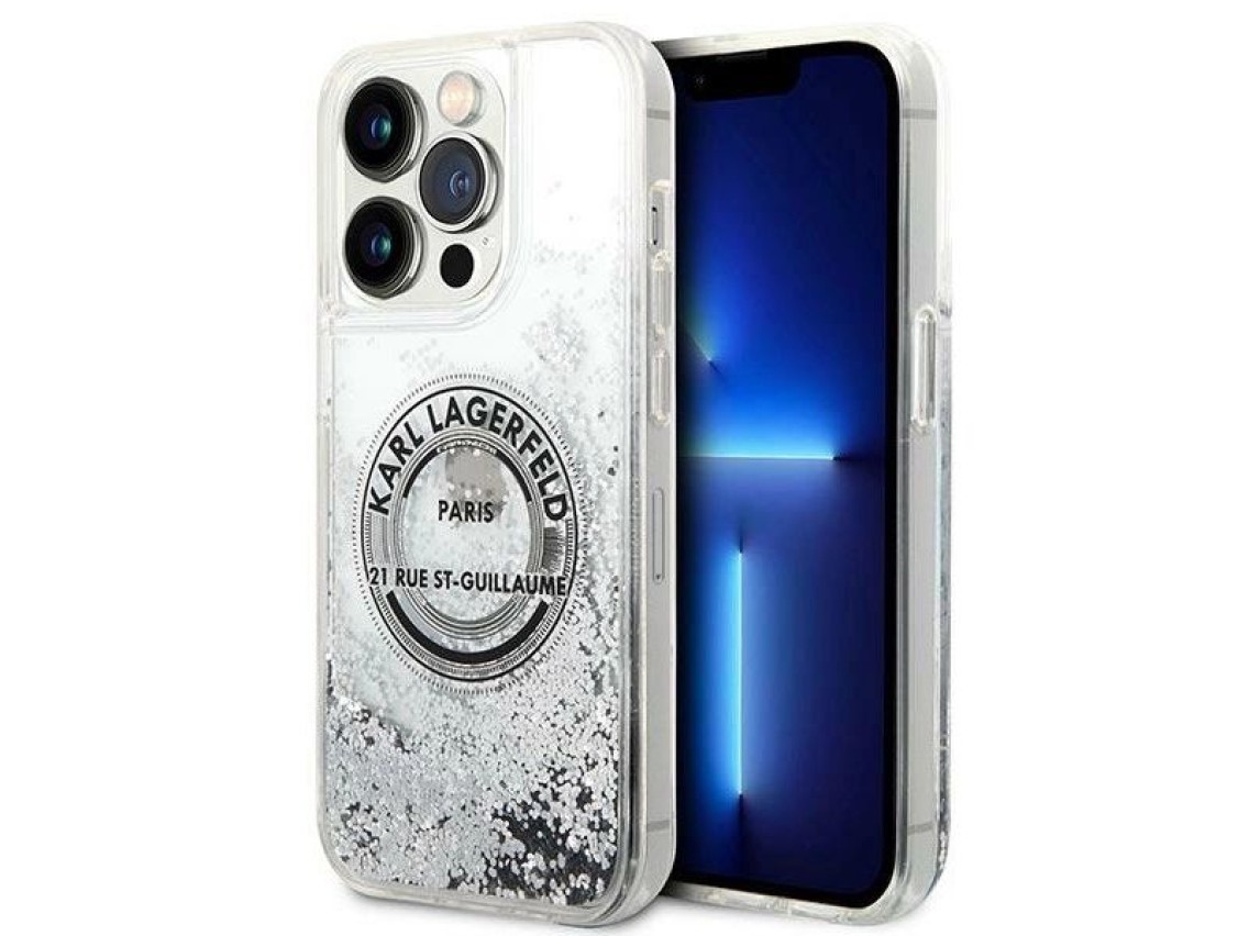 Karl Lagerfeld KLHCP14LLCRSGRS iPhone 14 Pro 6.1 "prateado / capa rígida prateada Liquid Glitter RSG