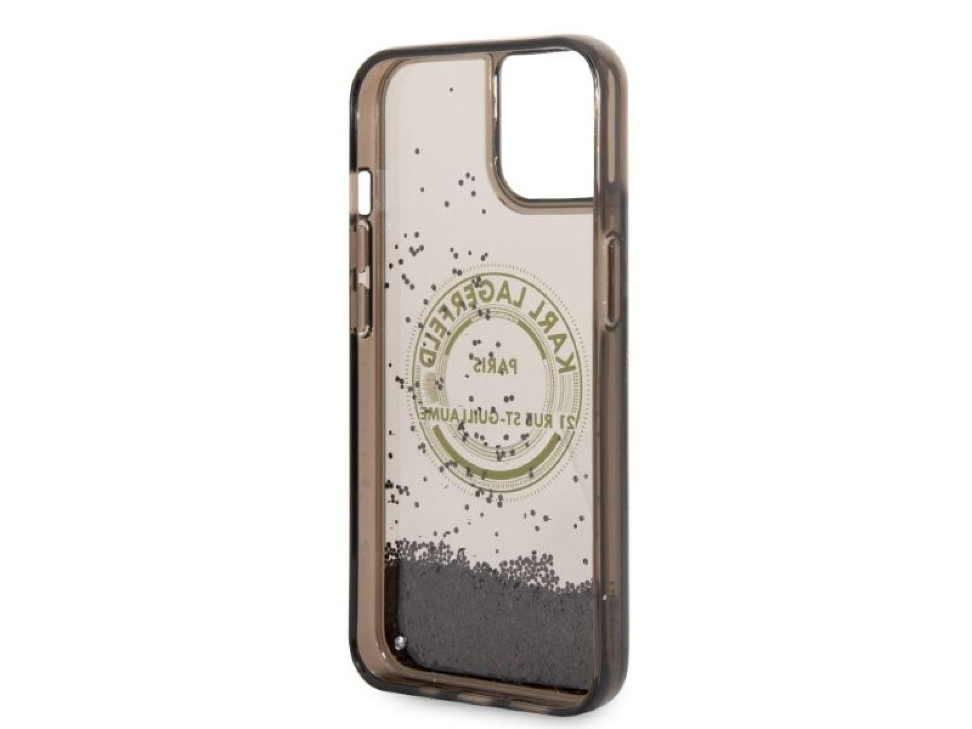 Capa Karl Lagerfeld Liquid Glitter RSG para iPhone 14 - preta