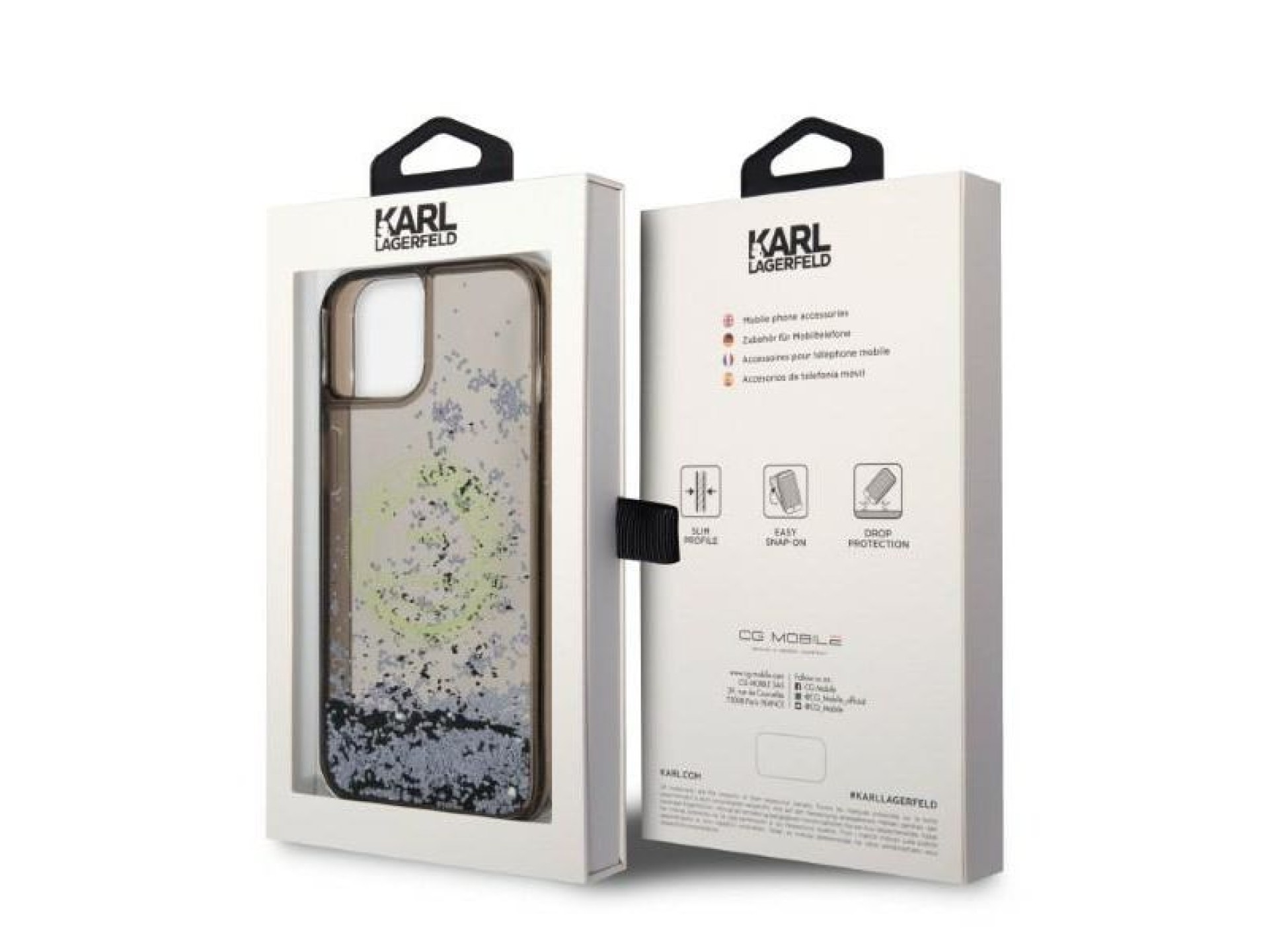 Capa Karl Lagerfeld Liquid Glitter RSG para iPhone 14 - preta