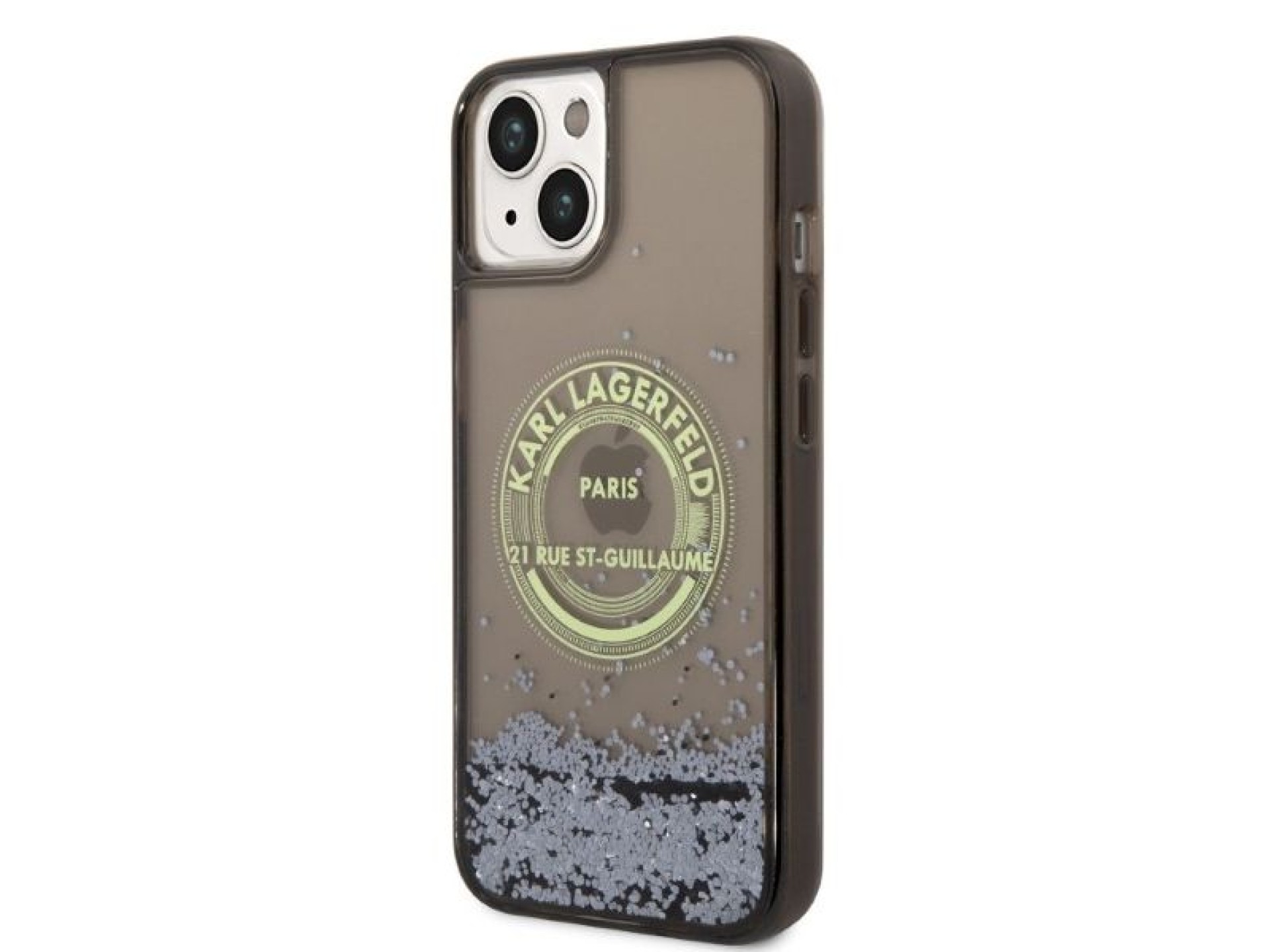 Capa Karl Lagerfeld Liquid Glitter RSG para iPhone 14 Plus - preta