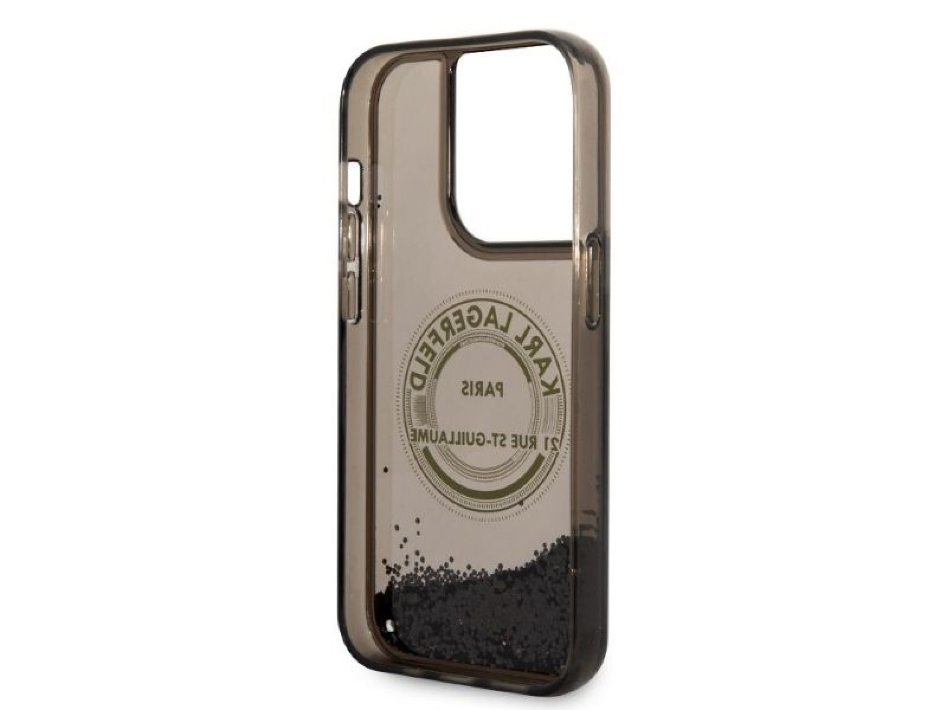 Funda Karl Lagerfeld Liquid Glitter RSG para iPhone 14 Pro - negra