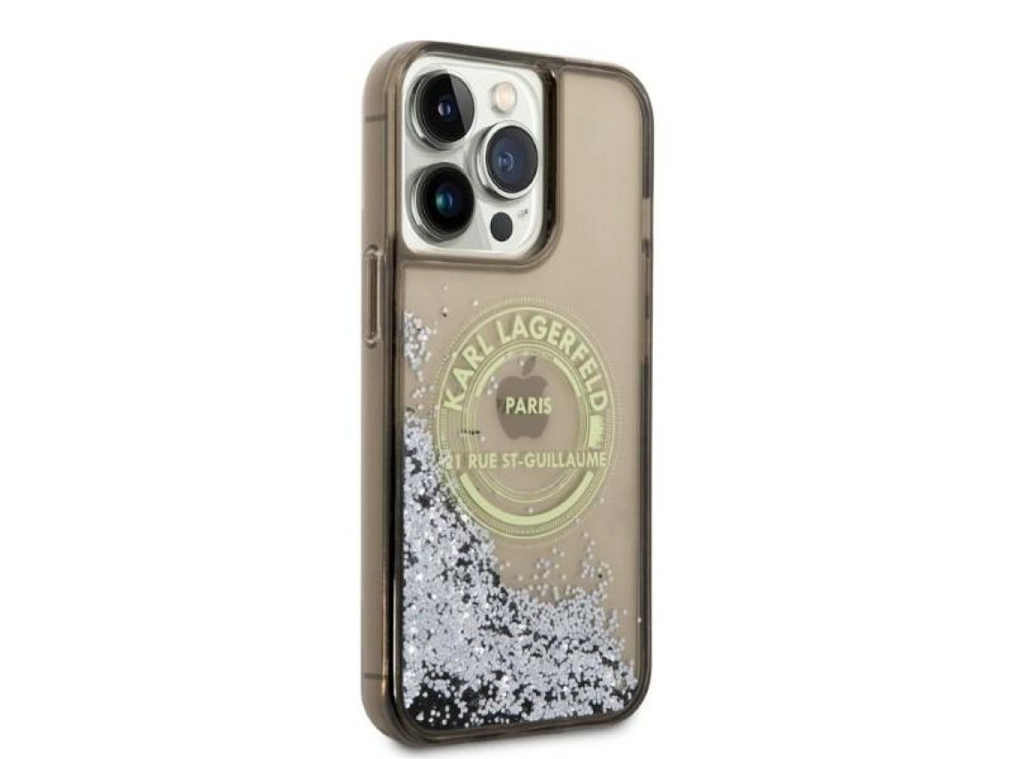 Funda Karl Lagerfeld Liquid Glitter RSG para iPhone 14 Pro Max - negra