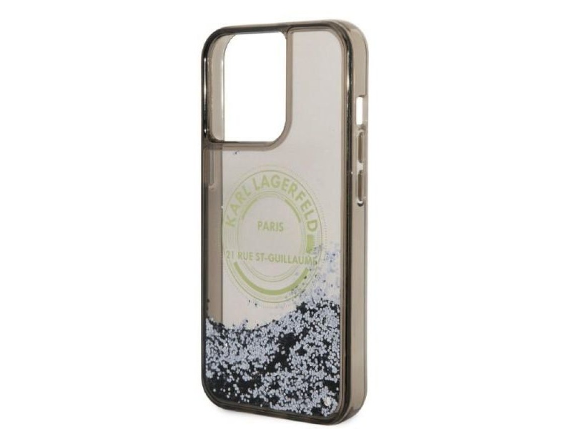 Funda Karl Lagerfeld Liquid Glitter RSG para iPhone 14 Pro Max - negra