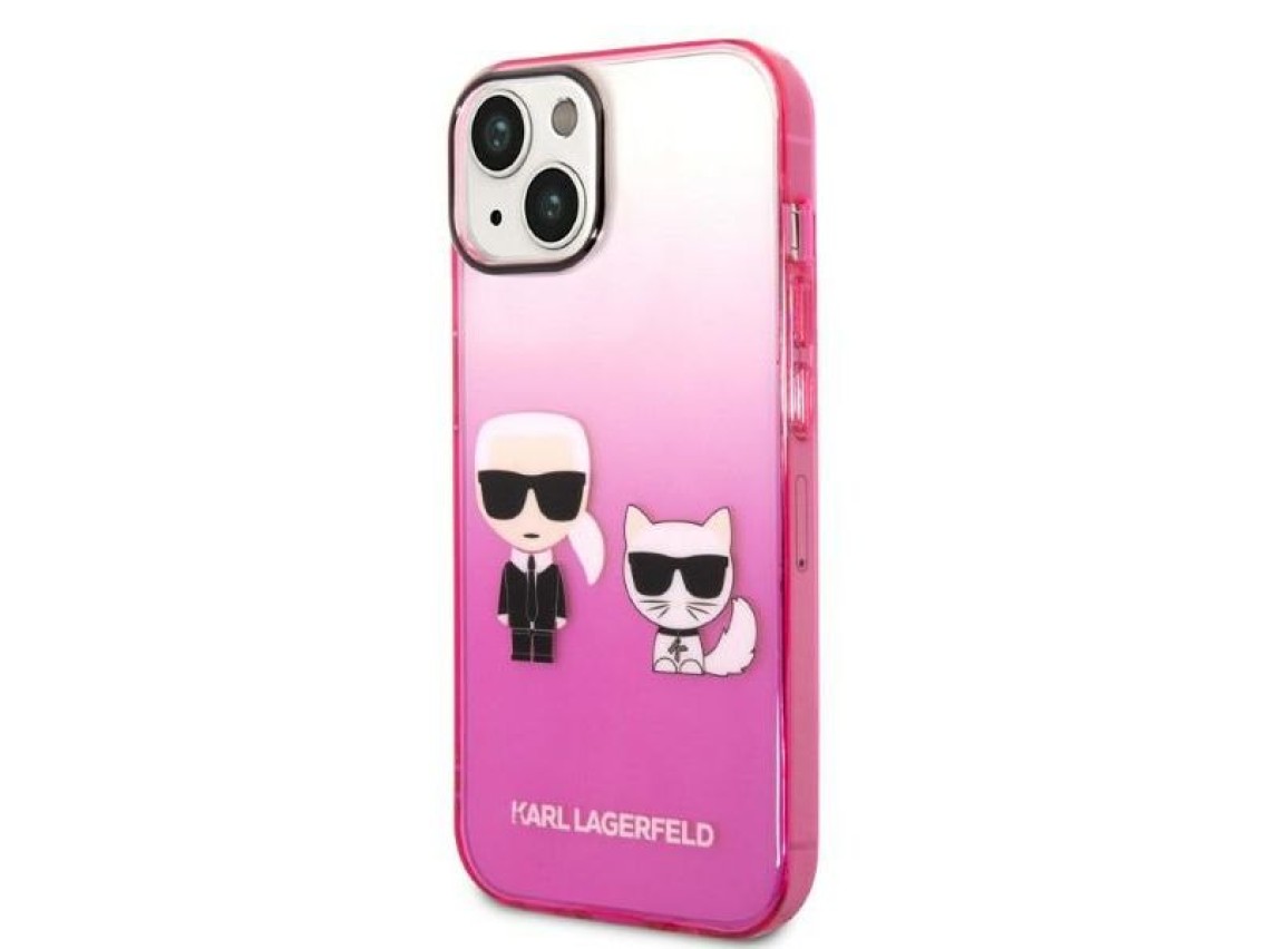 Funda Karl Lagerfeld Gradient Ikonik Karl&Choupette para iPhone 14 Plus - Rosa