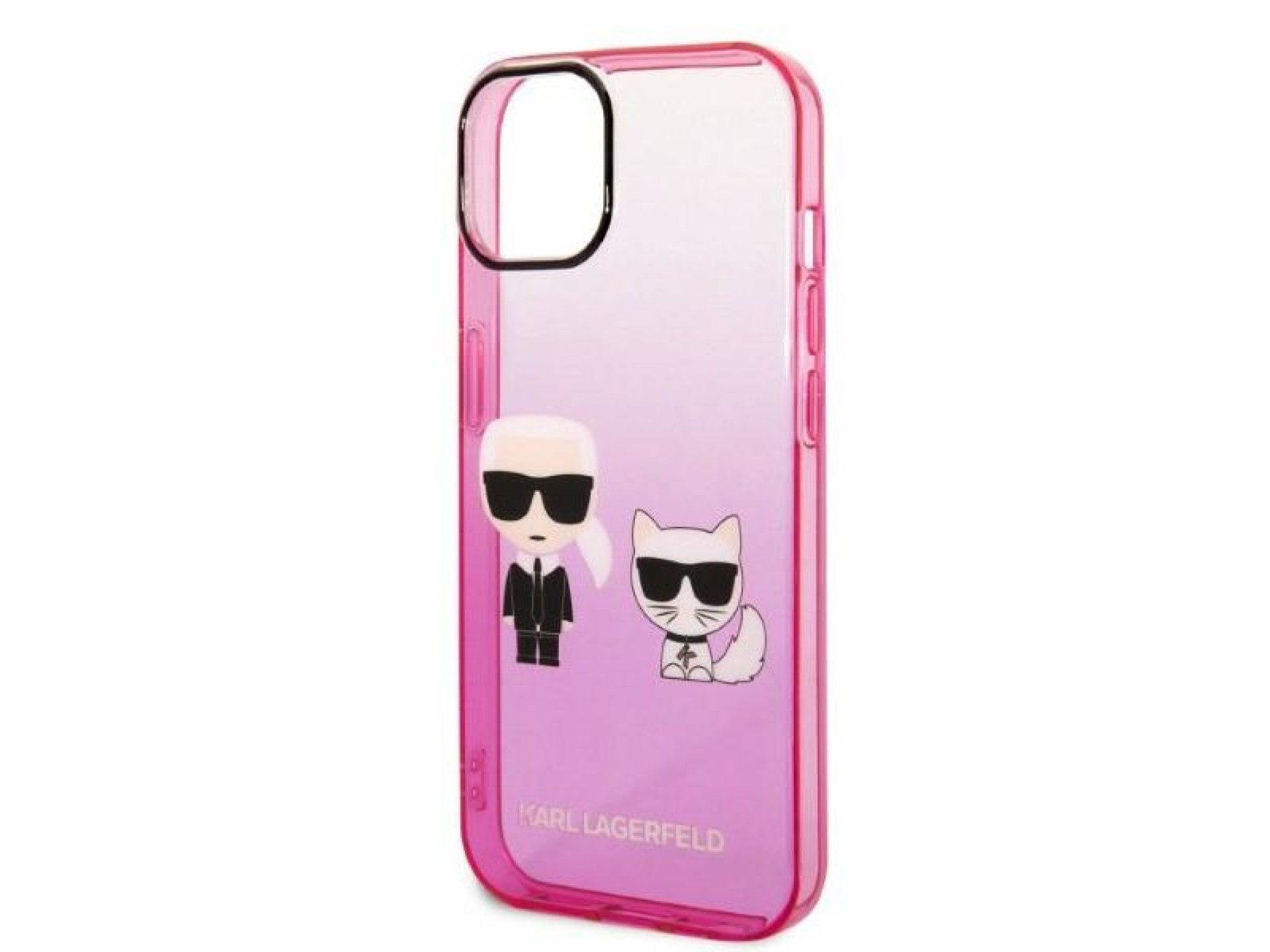 Funda Karl Lagerfeld Gradient Ikonik Karl&Choupette para iPhone 14 Plus - Rosa